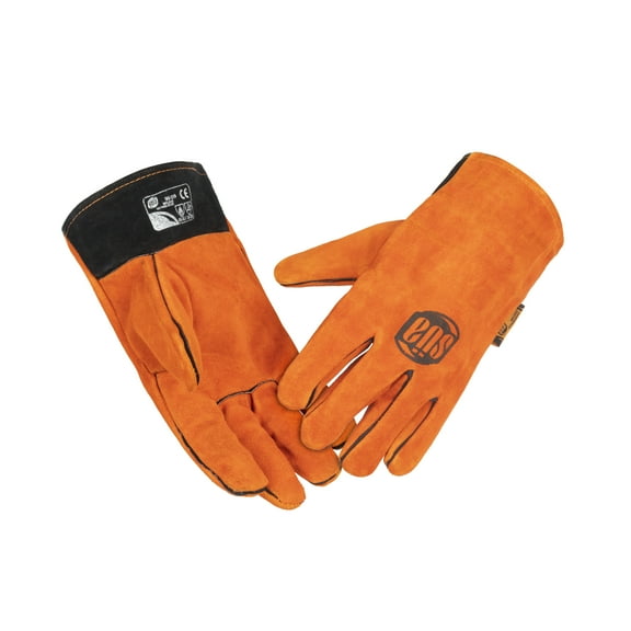 SÜA Premium Split Leather Welding Gloves - Back Single Piece - Full Cotton Fleece Lining - 10 inches - Size L