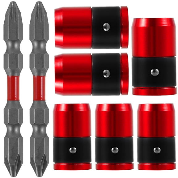 6Pcs Magnetic Screw Ring for 1/4 inch Shank Screwdriver Bits Portable Screwdriver Magnetizer Ring with 2 Screwdriver Aluminum Alloy Magnetic Screw Holder Rings for Hex Screwdriver Bits