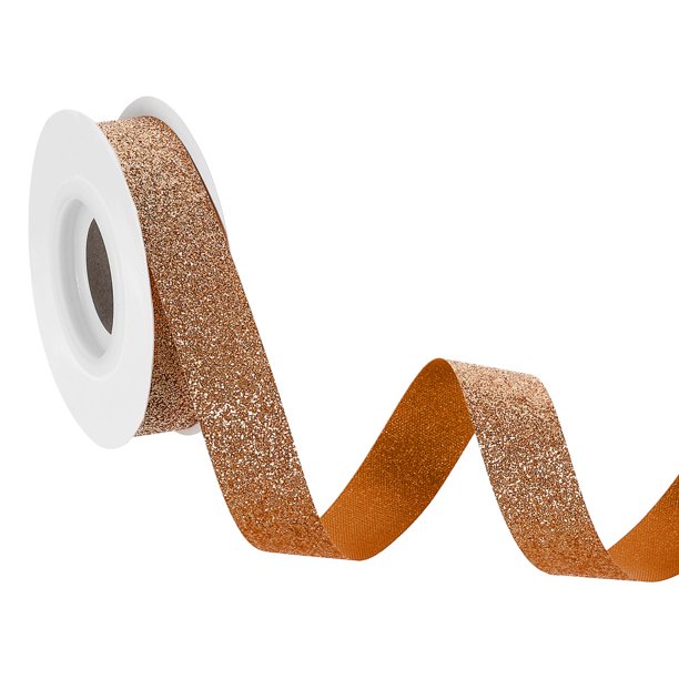 Cintas Brillantes de 7/8" x 10 Yards, Cinta de Corte para Manualidades de Envoltura de Regalos, Rosa Dorado