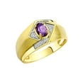 thumbnail image 4 of RYLOS Mens Rings 14K Yellow Gold Ring 6X4MM Oval Shape Gemstone & Diamond Ring Amethyst February Birthstone Rings For Man Gold Rings Size 9, 4 of 8