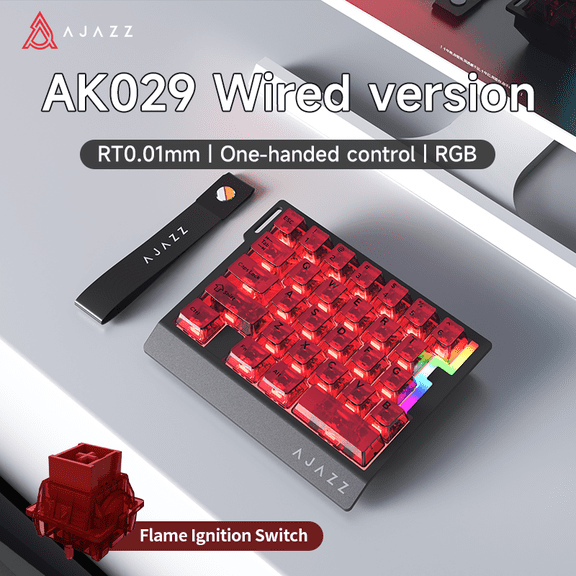 AJAZZ AK029 Wired One-Handed Keyboard HE Magnetic Switch 8000Hz 29-Key RGB Mini Gaming Mechanical Keyboard for PC Gamers