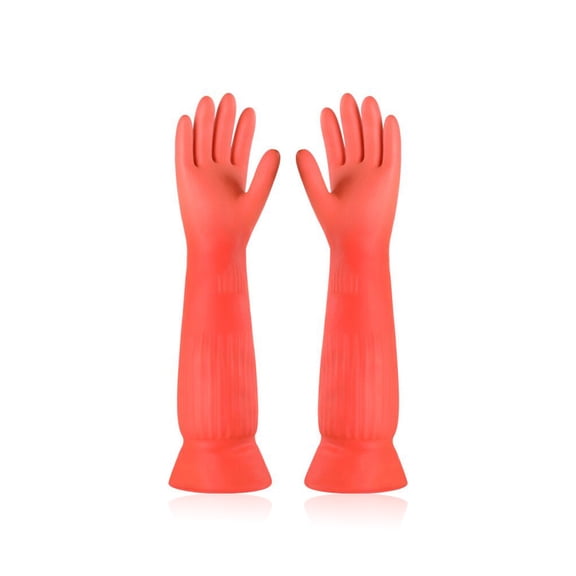 Cateissary 1 par de guantes de limpieza Manopla de Diseño grueso Gran sellado Impermeable Manga larga Cintura Resistencia al desgaste Cocina y Comedor Naranja/S Cateissary HA083843-01