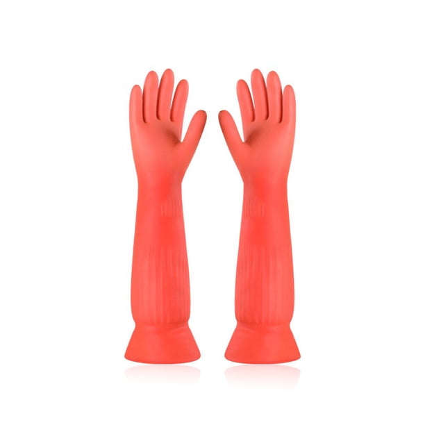 Ounissouiy 1 par de guantes de limpieza, manopla de lavado, herramienta de jardín, accesorios impermeables para el hogar, cintura de manga larga Universal Cocina y Comedor Naranja/L Ounissouiy HA083843-03