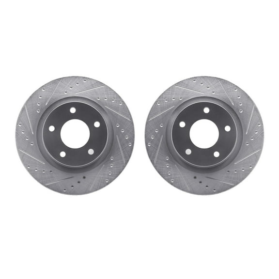 Dynamic Friction Company Front Brake Rotors-Drilled and Slotted-Silver 7002-39000