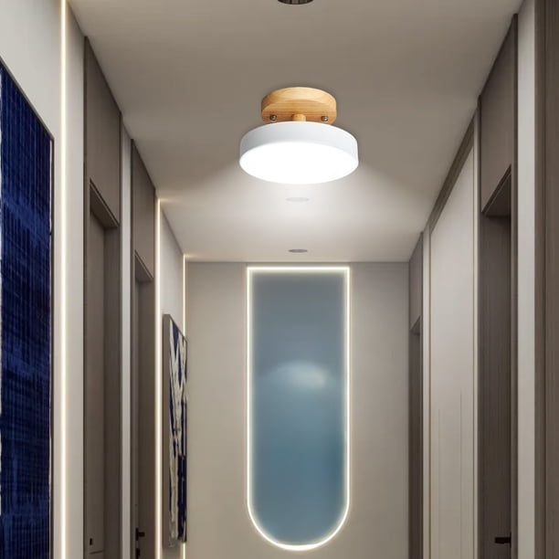 Lámpara de Pasillo | Luminaria Led para Pasillo | Estructura de Madera y Hierro | Pantalla Acrílica | 6 Colores | 20X20X13Cm | para Recibidores y Balcones