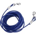 thumbnail image 1 of GFDYREE Double Head Bite Resistant Outdoor Camping Leash, Premium Steel Wire, Large Range Motion, Suitable for Small, Medium, Large Dogs, Made of Steel Wire, PVC, Ideal for (Blue), 1 of 7