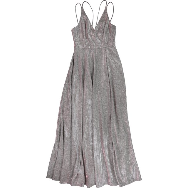 Nightway Womens Glitter Sheath Maxi Dress, pinksilver, 10