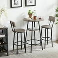 thumbnail image 2 of ENYOPRO Space Saving 3-Piece Bar Table Set, Bar Height Table Set with 2 PU Cushion Chairs, Wooden Top & Stainless Steel Base –Gray, 2 of 12
