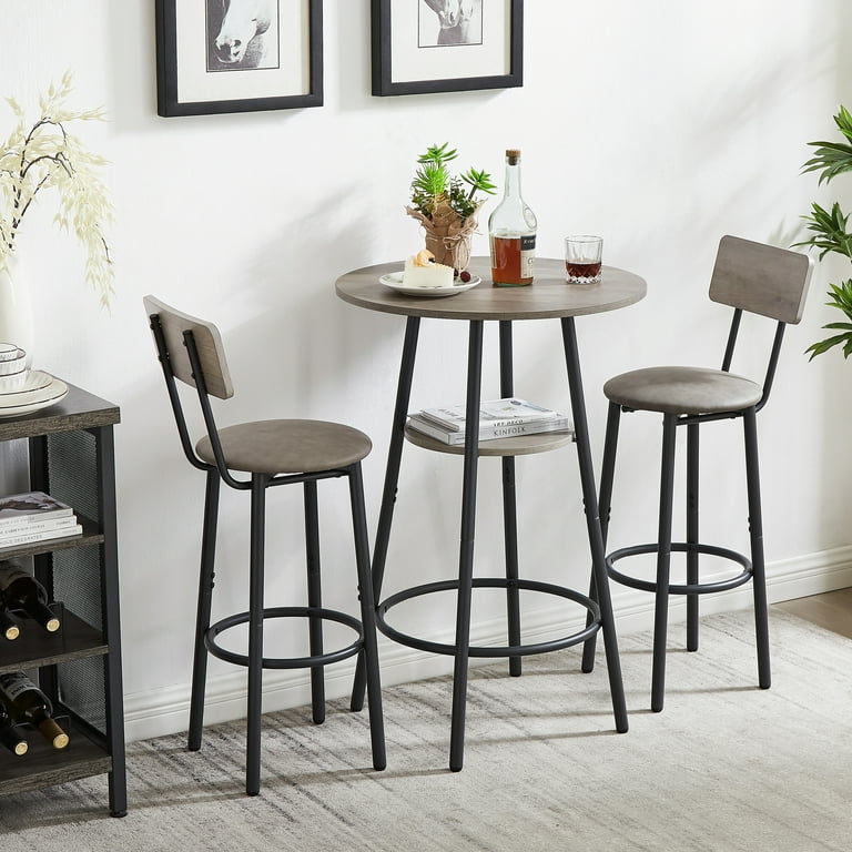 ENYOPRO Dining Table Set for 2 Kitchen Table Set with 2 PU Cushion Chairs Saving Space Bar Bistro Countertop Height Dine Table Modern Small Pub