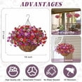 thumbnail image 2 of Artificial Fake Hanging Outdoor Flowers Plants with Basket, Faux Silk Camellia UV Resistant Look Real Floral Arrangement Planter for Outside Porch Patio Balcony Garden Home Decor, 2 of 6