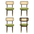 thumbnail image 5 of Joyyskill Upholstered Rattan Dining Chairs Set of 4, Mid Century Modern Kitchen Chairs with Curved Back and Solid Wood Legs Armless Accent Chair, Walnut/Green Velvet, 5 of 6