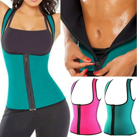 Womens Corset Holster Zipper Women Sweat Enhancing Waist Training Corset Waist Trainer Sauna Suit Hot Shaper Sport Vest ()