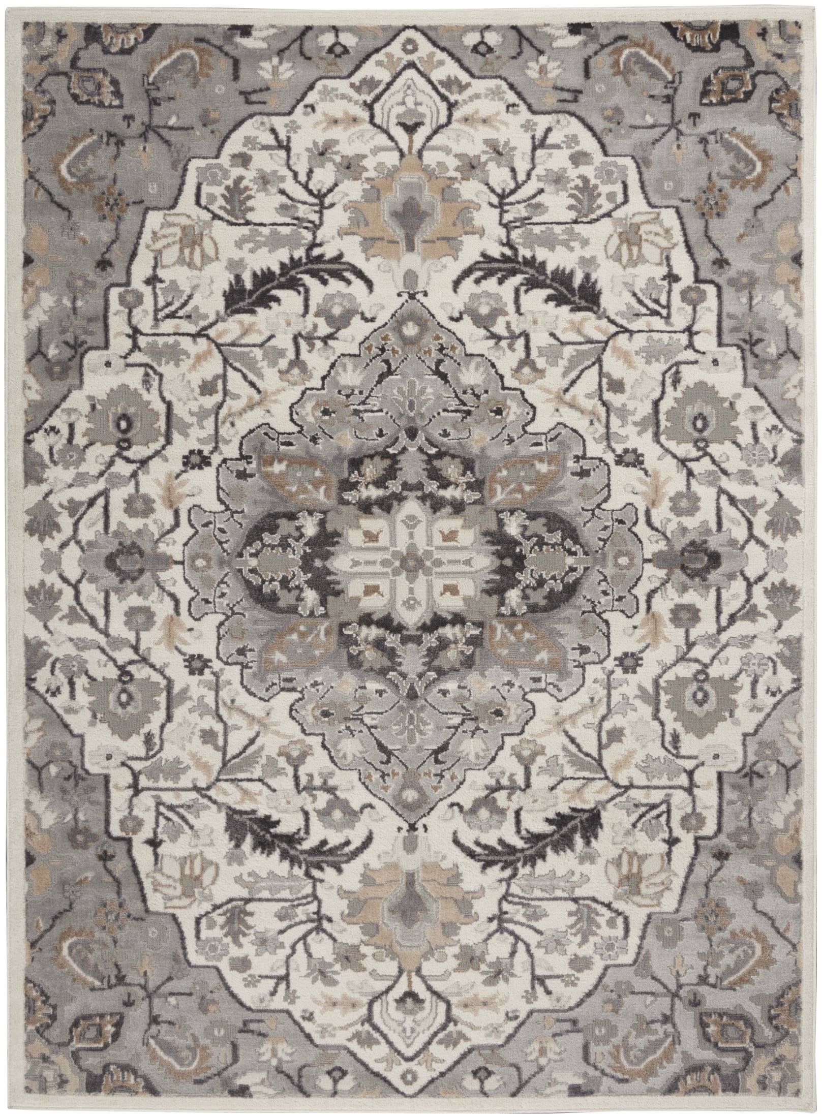 Nourison Elation Persian Ivory Grey 6' x 9' Area Rug (6x9)