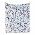 thumbnail image 1 of Navy and Blush Soft Flannel Fleece Throw Blanket, Blooming Sakura Tree Branches with Grunge Display Nature, Cozy Plush for Indoor and Outdoor Use, 70" x 90", Violet Blue Pink, by Ambesonne, 1 of 6