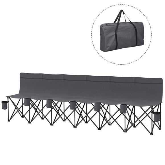 CoSoTower 6 Seat Folding Camping Chair with Cup Holder and Carrying Case for Camping, Picnic, Sports Events, Dark Grey