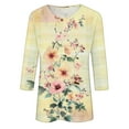 thumbnail image 5 of CYMMPU Spring Tops Round Neck Tunic Tops 3/4 Sleeve Blouses for Women Dressy Casual Summer Fashion Shirts Loose Fit Flower Pattern Lightweight Basic T-Shirts Pink XXXL, 5 of 5