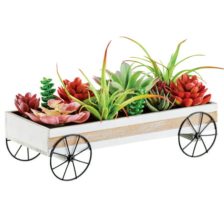 Succulent Wagon Decorative Arrangement Tabletop, Mantel, or Counter Decoration for Any Room in Home