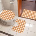 thumbnail image 4 of Orange Plaid Bath Mat 3 Piece Bathroom Rug Set, Gradient Geometric Buffalo White Checkered Non Slip Bath Rug Contour Mat and Toilet Lid Cover, Absorbent Shower Mats Soft Bath Rugs and Mats Sets, 4 of 8