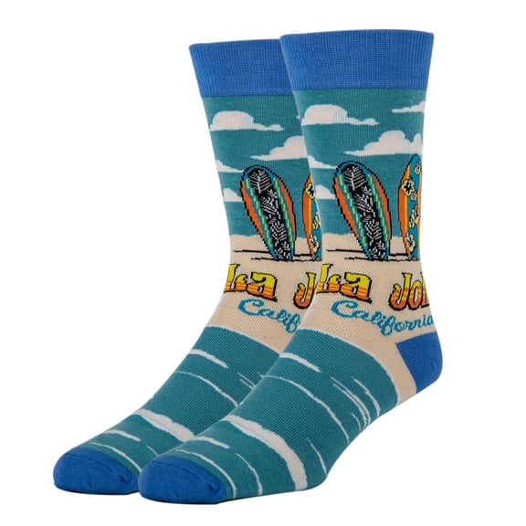 OoohYeah Men’s Funny Crazy Crew Socks, Cool Novelty Comfort Cotton Dress Socks, La Jolla