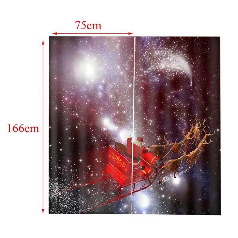 Christmas With Hooks Mute Rings Print 3D Window Curtains Panels 166x150cm 