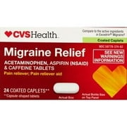 CVS Health Migraine Relief Acetaminophen Aspirin (NSAID) & Caffeine Tablets, 24