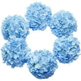 thumbnail image 1 of Paquete de 6 hortensias de seda grandes artificiales (azules) con tallos de diadema de hortensias blancas falsas para centros de mesa de bodas y jardines, 1 of 5