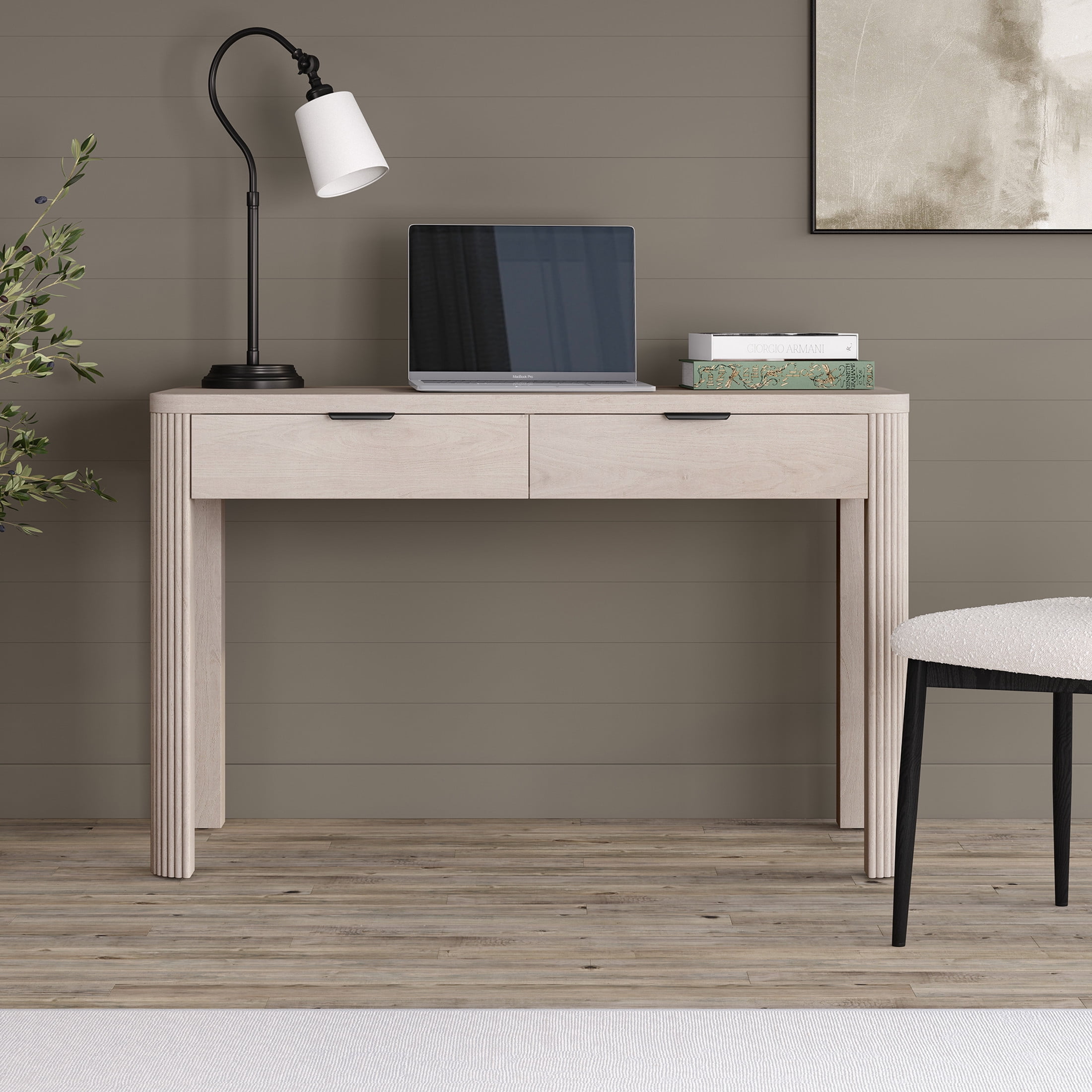 Evelyn&Zoe Modern/Contemporary 48" Wide Alder White Home Office