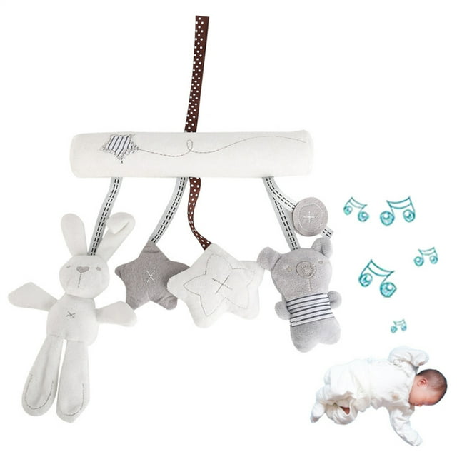 Interactive Toy Baby Hanging Rattle Toys Stroller Plush Star Bear Toys Baby Hanging Rattle Toys With Music Stroller Plush Star Bear Toys Soft Interactive Toy For Infants