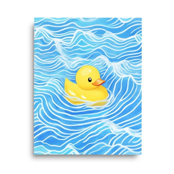 Rubber Duckie Print, Cute Yellow Duck Wall Art, Whimsical Bathroom Decor, Toddler Room Poster, Baby Animal Artwork, Nursery Home Decor UNFRAMED Poster, Wall Art for Decor, Present, 8x12