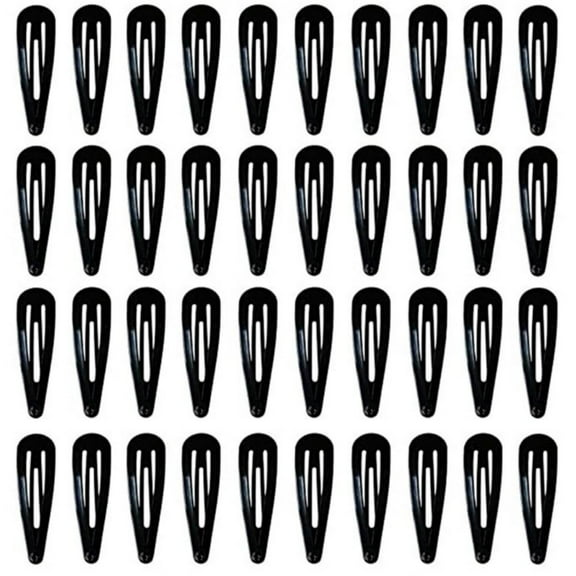 40 Pieces Metal Snap Hair Clips, No Slip Women Barrettes,Water Drop Hair Pins,Black,2.76x0.71 inch