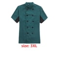 thumbnail image 4 of CHEF Abrigo de manga corta con botones bolsillos para cocinar chaqueta chic cocinar trabajo desgaste uniforme traje para restaurante hotel cafetería cocina oscuro verde 3xl Eigraketly HA012101-15, 4 of 7