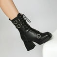 thumbnail image 4 of Mostsola Gothic Boots for Women Block Heel Lace up Combat Boots Square Toe Platofrm Heels, 4 of 9