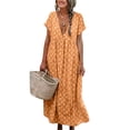 thumbnail image 1 of ITFABS Robes Décontractées à Manches Courtes pour Femmes, Imprimé Floral, Maxi, Amples, Robes de Plage, 1 of 6