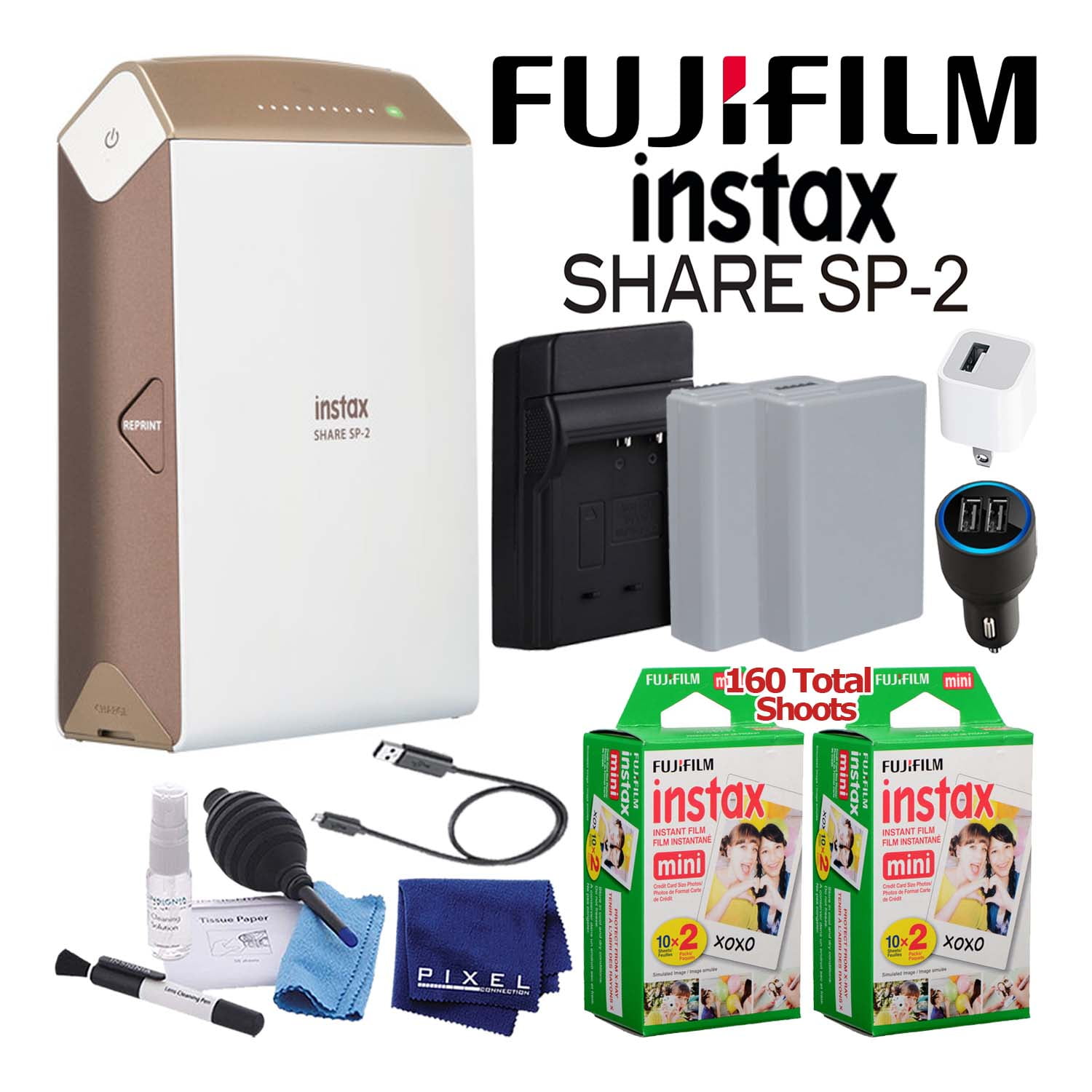 Instax Printer SP-2 (Silver) + 160-Films Advanced Kit - Walmart.com