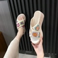 thumbnail image 3 of QING Womens Platform Espadrille Sandals Flatform Floral Crochet Cork Open Toe Summer Beach Slide Sandals, Beige, Size 10, 3 of 6