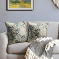 thumbnail image 2 of Navy Blue Beige Dahlia Pillow Covers 18x18 Set of 2 Rustic Geometric Flower Outdoor Cream Decorative Throw Pillows Summer Floral Farmhouse Pillowcases Linen Cushion Case Decor for Home Sofa Couch Bed, 2 of 7