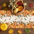 thumbnail image 4 of Table Runner Dresser Scarves 108 Inch Long,Autumn Thanksgiving Orange Pumpkin Linen Dining Table Runners Farm Leaves Burlap Tabletop Scarf for Wedding Holiday Party Kitchen, 4 of 9