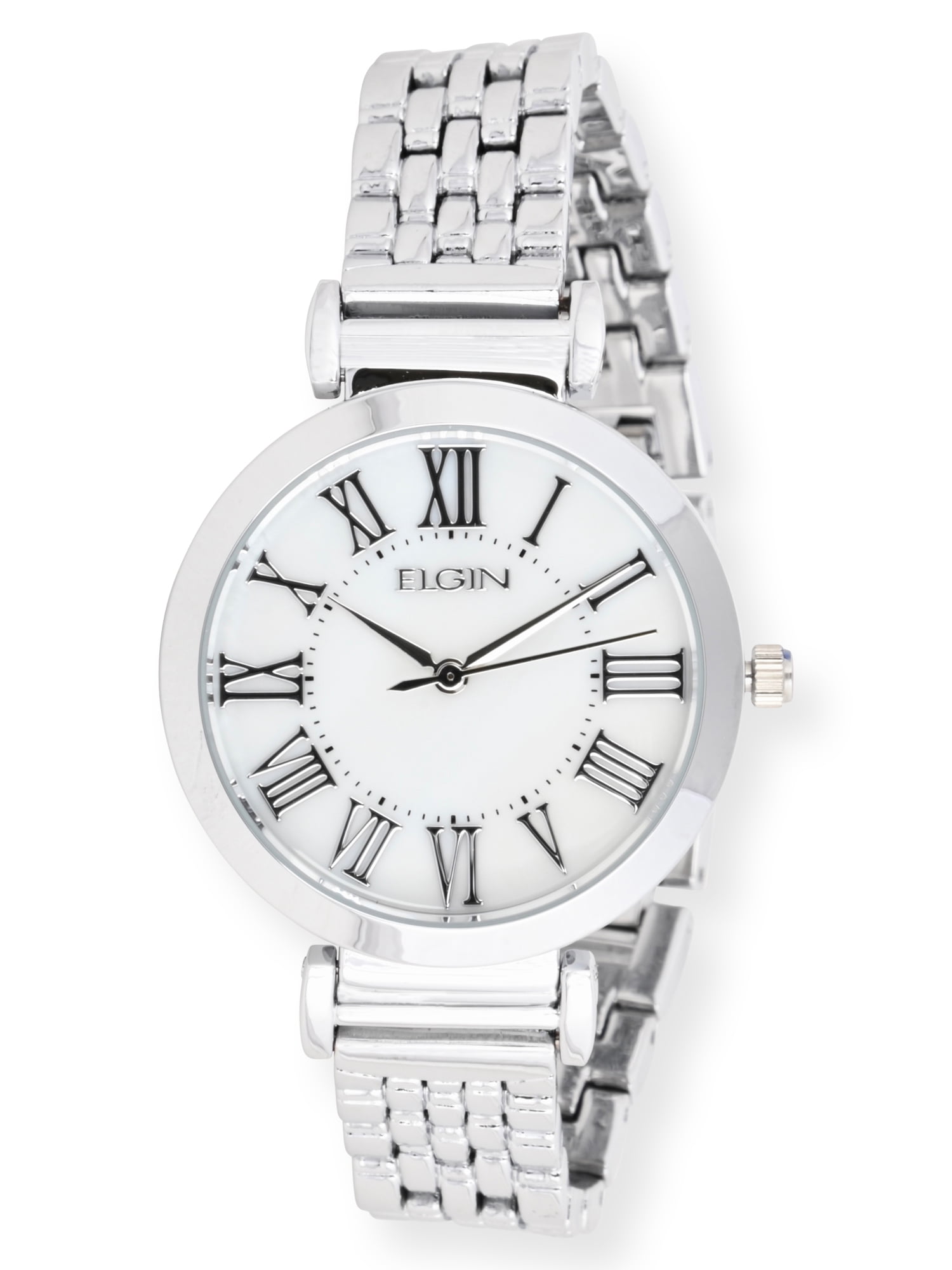 Elgin Women's Analog Watch Set, Round Mother of Pearl Dial, Silver - EG17004SST