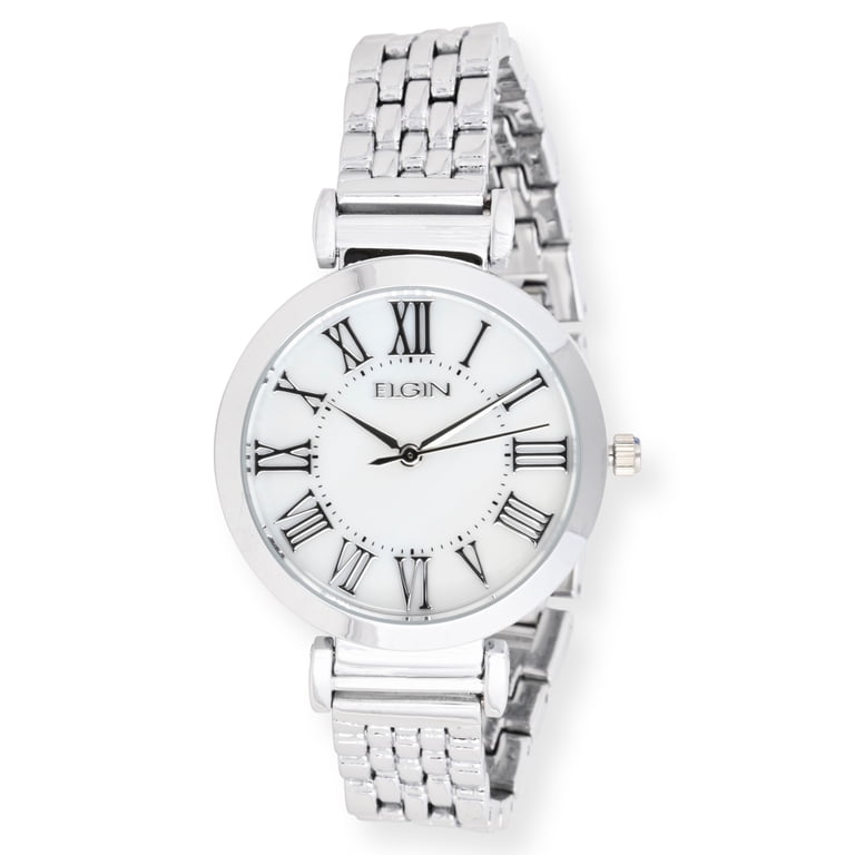 Elgin Women\'s Silver-Tone Bracelet Watch - Classic Silver Ladies classic ELGIN bracelet watch Silver tone band with  main image 3