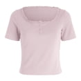 thumbnail image 4 of QGJZVUNL Womens Summer Tank Tops with Built In Bras Casual Short Sleeve Ribbed Knit Shirts Size M, 4 of 7
