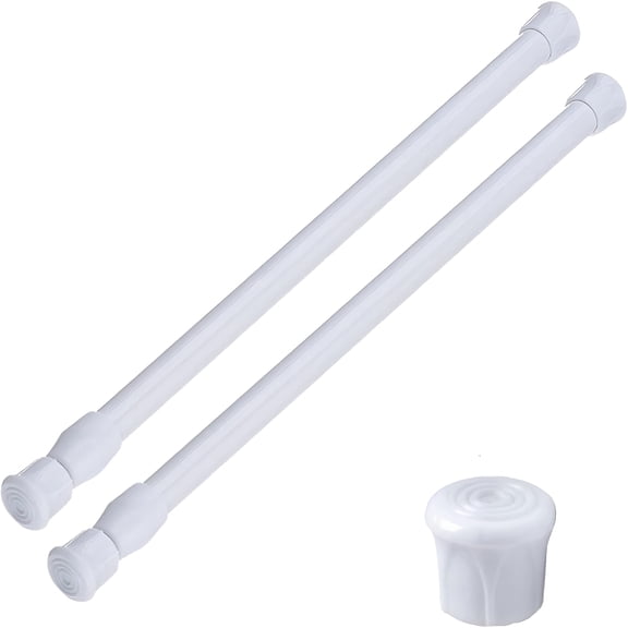 XIBUFE 2 PCS Tension Rod 16 to 28 Inch,Adjustable Spring Curtain Rod No Drilling,Spring Tension Rods for Window DIY Projects Cupboard Wardrobe Small Curtain Rods Short Tension Rod,White