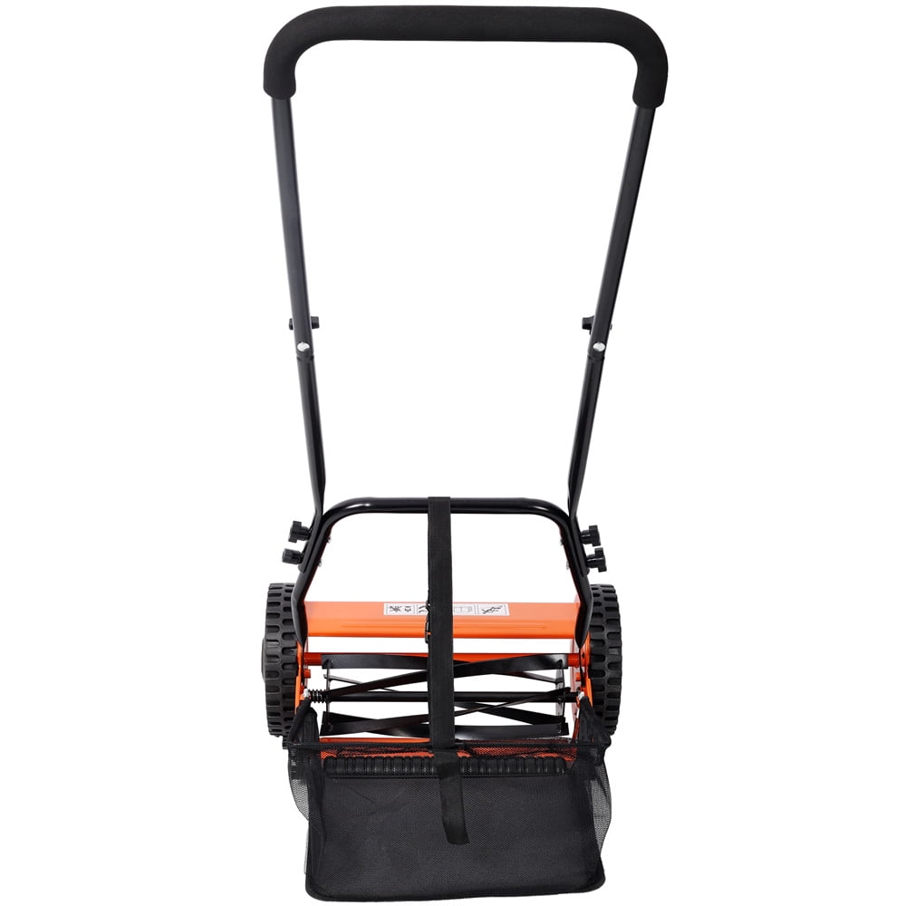 14-Inch 5-Blade Push Reel Lawn Mower with Grass Catcher
