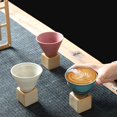 thumbnail image 4 of HUGFEGWE Coarse Pottery Coffee Mug with Base, 200ml/6.7oz Creative Triangular Cone Shape Porcelain Mug, Personalized Small Water Espresso Cups Novelty Stoneware Funnel Coffee Tea Cup Set U2537-22823, 4 of 9