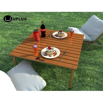 Buy Foldable Table Uplus Outdoor Portable Folding Picnic Beach Teak Wood Camp Table With Free Table Cloth And Carrying Bag Folding Table In A Bag For Picnic Camp Beach Boat Backyard