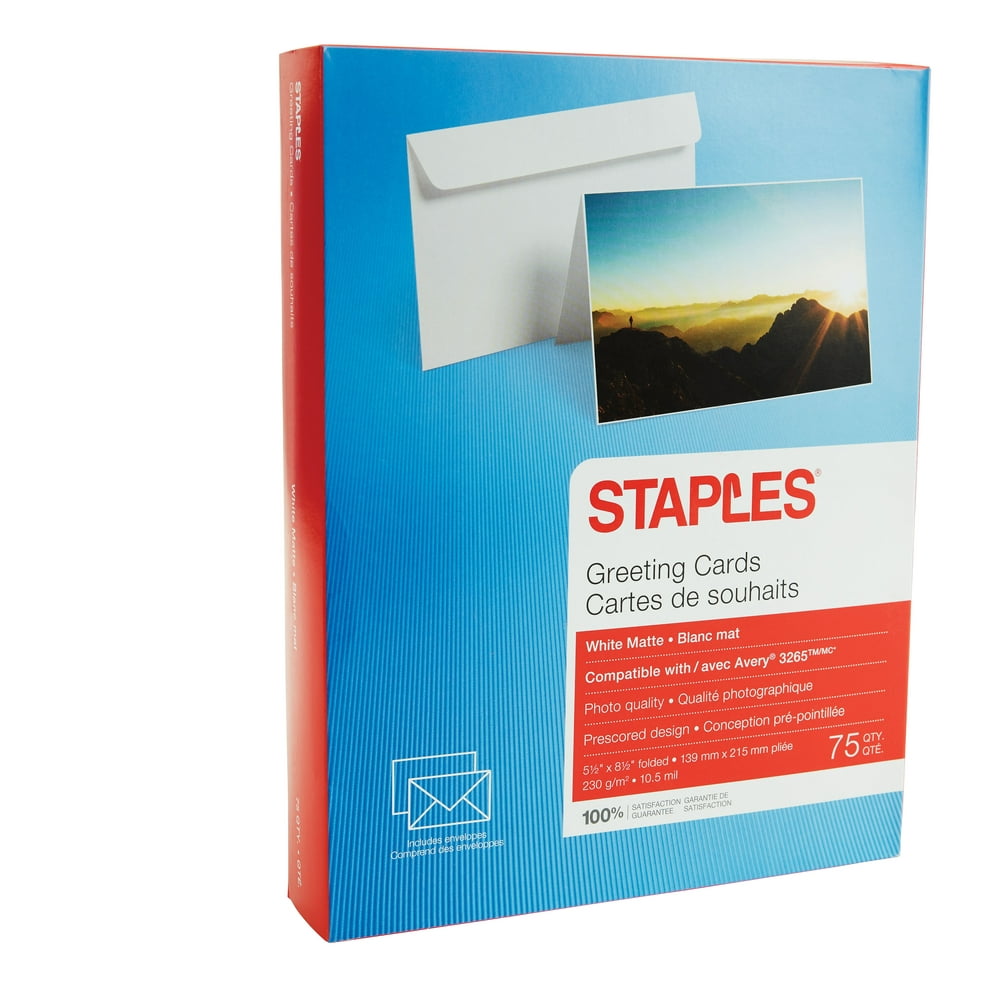 Staples Greeting Cards, 2Sided, Matte 12494QCC