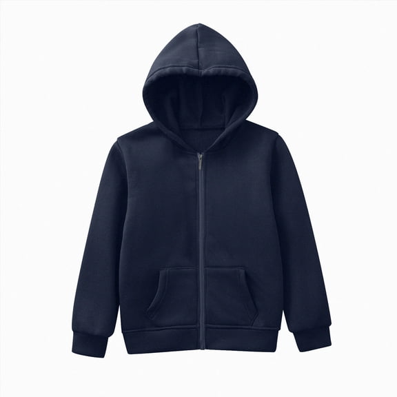 Splozh Toddler Sweater Boy 1-9 Years Unisex Boys Girls Fleece Hoodie Jacket Zip Up Hooded Sweatshirt Winter Outerwear for Kids,Navy,18-24 Months