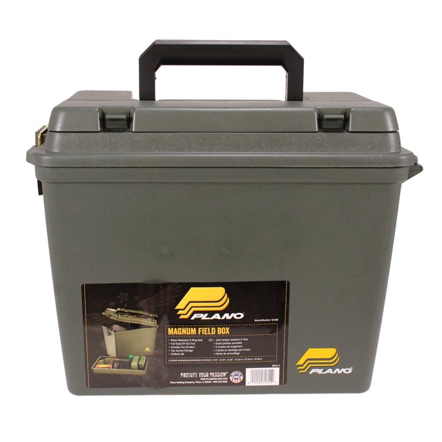 Caja de munición de campaña Plano Magnum con bandeja extraíble y divisores, 43 cm de largo x 26 cm de ancho x 33 cm de alto, color verde oliva