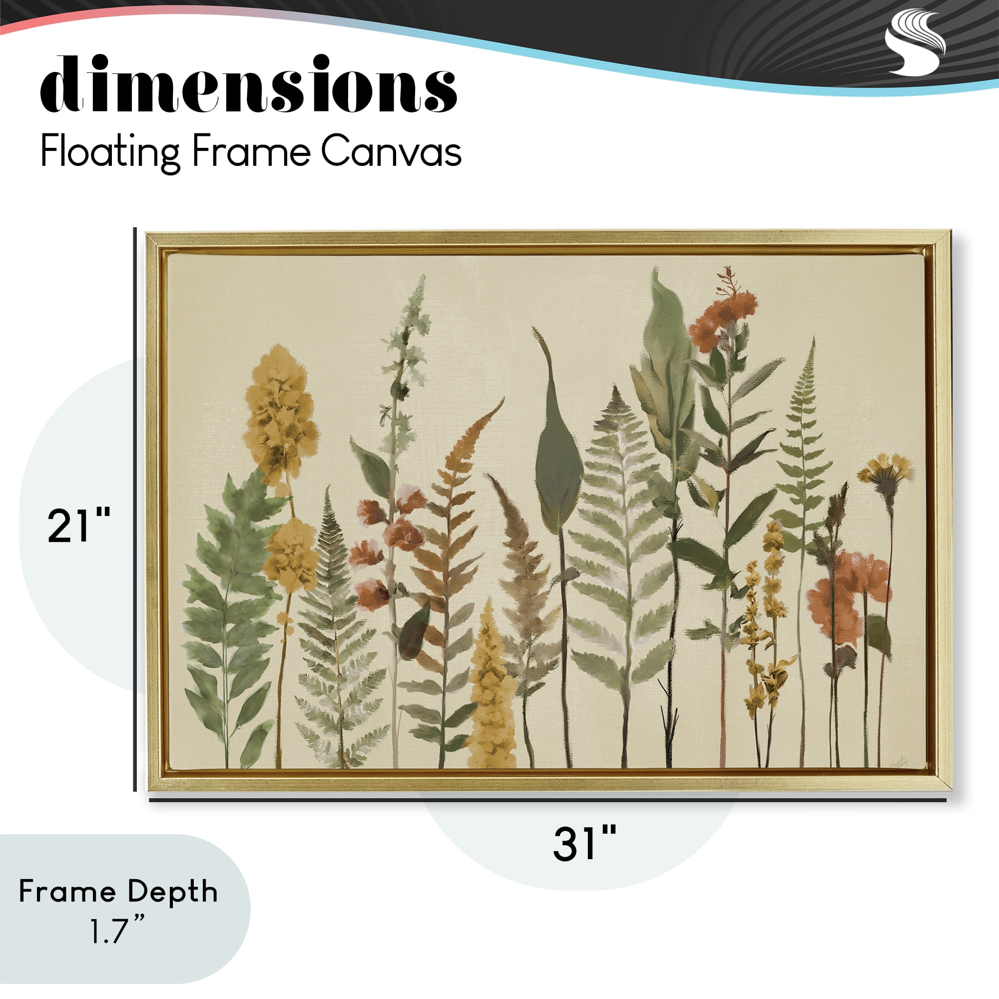 Stupell Industries Fall Toned Botanics Gold Framed Floater Canvas Wall Art, design by Elizabeth Medley