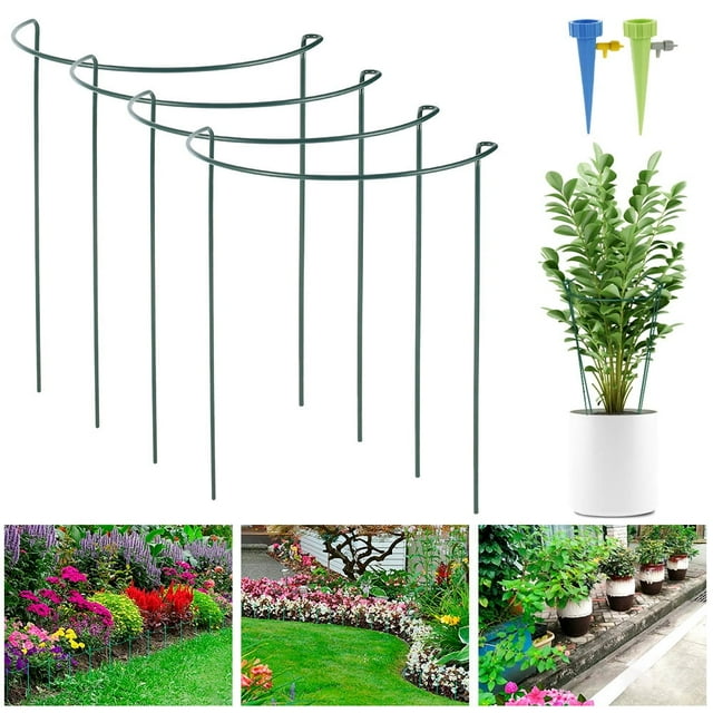 MesaSe Half Garden Plant Climbing Support Stakes Stand Reusable Metal Flower Supporting Ring