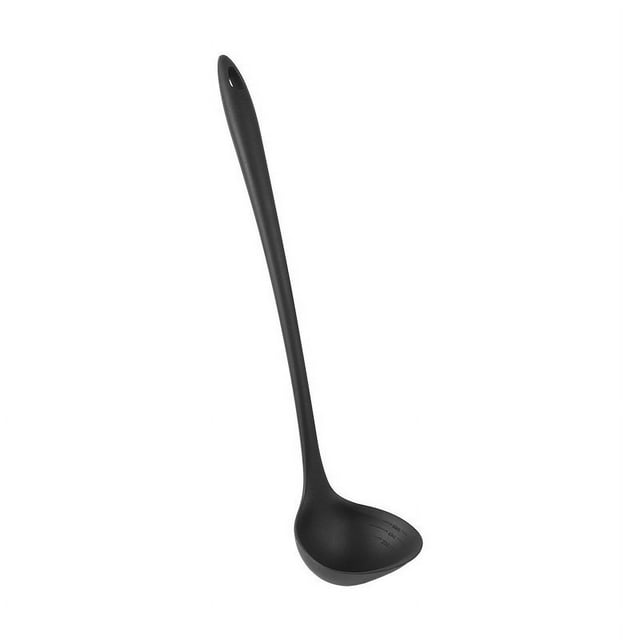 HBFAGFB Silicone Kitchenware Long Handle Soup Spoon Kitchen Cooking Utensils Daily Use Black